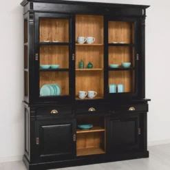 Casa Padrino Landhausstil Esszimmer Schrank Schwarz / Braun 180 x 51 x H. 220 cm