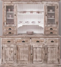 Casa Padrino Landhausstil Esszimmerschrank Braun / Weiß 180 x 50 x H. 197 cm - Massivholz Küchenschrank - Esszimmermöbel im Landhausstil - Landhausstil Esszimmer Einrichtung