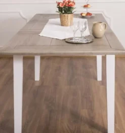 Casa Padrino Landhausstil Esstisch Braun / Weiß 160-200 x 90 x H. 78 cm - Massivholz Küchentisch mit ausziehbarer Eichenholz Tischplatte