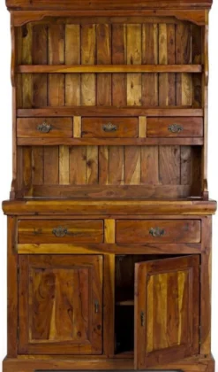Casa Padrino Landhausstil Esszimmerschrank Braun / Naturfarben 107 x 45 x H. 190 cm - Massivholz Küchenschrank - Esszimmer Möbel im Landhausstil - Landhausstil Esszimmer Einrichtung