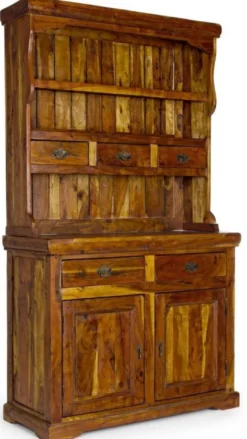 Casa Padrino Landhausstil Esszimmerschrank Braun / Naturfarben 107 x 45 x H. 190 cm - Massivholz Küchenschrank - Esszimmer Möbel im Landhausstil - Landhausstil Esszimmer Einrichtung