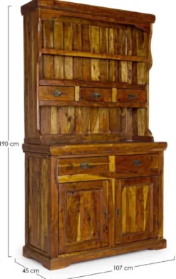 Casa Padrino Landhausstil Esszimmerschrank Braun / Naturfarben 107 x 45 x H. 190 cm - Massivholz Küchenschrank - Esszimmer Möbel im Landhausstil - Landhausstil Esszimmer Einrichtung