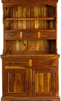 Casa Padrino Landhausstil Esszimmerschrank Braun / Naturfarben 107 x 45 x H. 190 cm - Massivholz Küchenschrank - Esszimmer Möbel im Landhausstil - Landhausstil Esszimmer Einrichtung