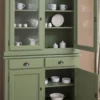 Casa Padrino Landhausstil Esszimmerschrank Grün 126 x 45 x H. 200 cm - Massivholz Küchenschrank - Esszimmermöbel im Landhausstil - Landhausstil Einrichtung - Esszimmer Einrichtung