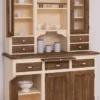 Casa Padrino Landhausstil Esszimmerschrank Creme / Dunkelbraun 137 x 50 x H. 197 cm - Massivholz Küchenschrank - Esszimmer Möbel im Landhausstil - Landhausstil Esszimmer Einrichtung