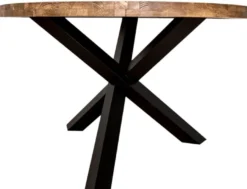 Casa Padrino Landhausstil Esstisch Braun / Schwarz Ø 130 x H. 78 cm - Runder Massivholz Küchentisch
