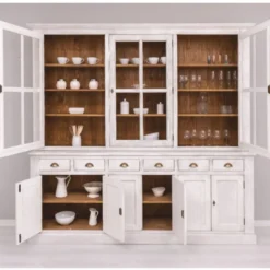 Casa Padrino Landhausstil Esszimmer Schrank Hellgrau / Braun 245 cm - Esszimmer Möbel