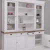 Casa Padrino Landhausstil Esszimmerschrank Weiß / Braun 223 x 51 x H. 240 cm - Massivholz Schrank - Küchenschrank - Landhausstil Esszimmer Möbel