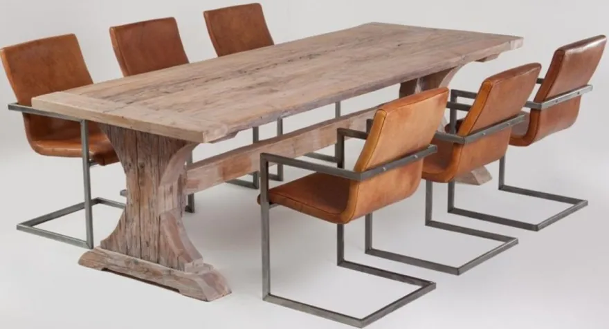 Casa Padrino Landhausstil Esstisch Naturfarben - Verschiedene Größen - Rustikaler Rechteckiger Massivholz Esszimmertisch - Rustikale Esszimmer Möbel - Landhausstil Esszimmer Möbel