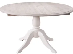 Casa Padrino Landhausstil Esstisch Naturfarben / Weiß Ø 130 x H. 78 cm - Massiver runder Esstisch aus Holz