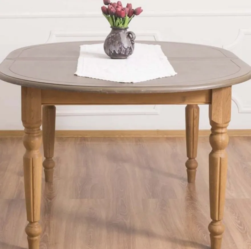 Casa Padrino Landhausstil Esstisch Grau / Hellbraun 160 x 120 x H. 78 cm - Ovaler massivholz Küchentisch mit Eichenholz Tischplatte