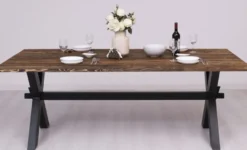 Casa Padrino Landhausstil Esstisch Dunkelbraun / Schwarz 210 x 90 x H. 78 cm - Massivholz Küchentisch - Landhausstil Esszimmer Möbel