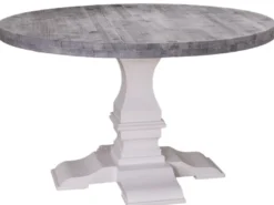 Casa Padrino Landhausstil Esstisch Rund Schwarz / Weiß Ø 130 x H. 78 cm - Massiver Esszimmertisch im edlen Landhaus-Design