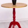 Casa Padrino Landhausstil Esstisch Naturfarben / Rot Ø 70 x H. 78 cm - Runder Massivholz Küchentisch - Esszimmer Möbel im Landhausstil - Massivholz Esszimmer Möbel - Landhausstil Möbel