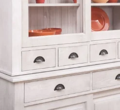Casa Padrino Landhausstil Esszimmerschrank Hellgrau 142 x 48 x H. 225 cm - Massivholz Küchenschrank - Landhausstil Esszimmer Möbel
