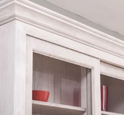 Casa Padrino Landhausstil Esszimmerschrank Hellgrau 142 x 48 x H. 225 cm - Massivholz Küchenschrank - Landhausstil Esszimmer Möbel