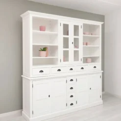 Casa Padrino Landhausstil Esszimmer Schrank Weiß 210 x H. 220 cm - Esszimmer Möbel