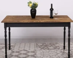 Casa Padrino Landhausstil Esstisch Dunkelbraun / Schwarz 140 x 70 x H. 78 cm - Massivholz Küchentisch - Landhausstil Esszimmer Möbel