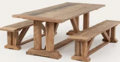 Casa Padrino Landhausstil Esstisch Naturfarben - Verschiedene Größen - Rechteckiger Rustikaler Massivholz Küchentisch - Rustikale Massivholz Esszimmer Möbel - Landhausstil Esszimmer Möbel