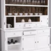 Casa Padrino Landhausstil Esszimmerschrank Weiß / Dunkelbraun 179 x 50 x H. 210 cm - Massivholz Küchenschrank - Esszimmer Möbel im Landhausstil - Landhausstil Esszimmer Einrichtung