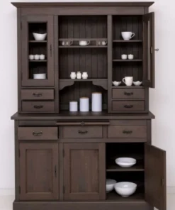 Casa Padrino Landhausstil Esszimmerschrank Dunkelbraun 138 x 50 x H. 197 cm - Massivholz Küchenschrank - Esszimmer Möbel im Landhausstil - Landhausstil Esszimmer Einrichtung