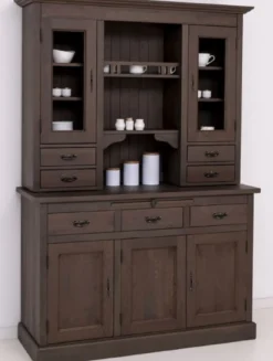 Casa Padrino Landhausstil Esszimmerschrank Dunkelbraun 138 x 50 x H. 197 cm - Massivholz Küchenschrank - Esszimmer Möbel im Landhausstil - Landhausstil Esszimmer Einrichtung