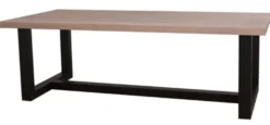 Casa Padrino Landhausstil Esstisch Naturfarben / Schwarz 240 x 120 x H. 78 cm - Massivholz Esszimmertisch