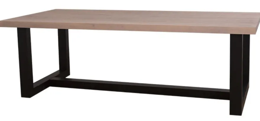Casa Padrino Landhausstil Esstisch Naturfarben / Schwarz 240 x 120 x H. 78 cm - Massivholz Esszimmertisch