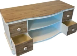 Casa Padrino Landhausstil Fernsehschrank TV-Kommode in Weiß und Braun 90 x 40 x H. 45 cm - Handgefertigter Wohnzimmer TV Schrank