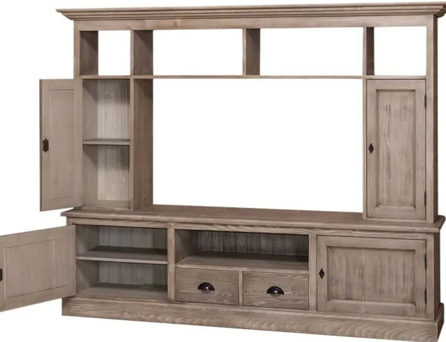 Casa Padrino Landhausstil Fernsehschrank aus massivem Kiefernholz, Naturfarben, 207 x 46 x H. 166 cm