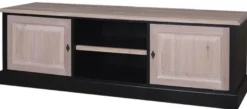 Casa Padrino Landhausstil Fernsehschrank TV Sideboard in Schwarz und Naturfarben 180 x 46 x H. 56 cm