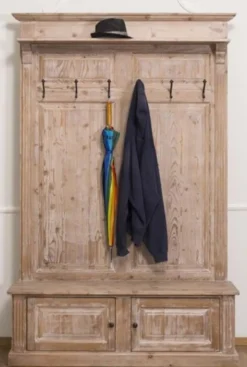 Casa Padrino Landhausstil Garderobe Naturfarben 140 x 41 x H. 210 cm - Massivholz Garderobenschrank - Landhausstil Garderoben Möbel