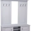 Casa Padrino Landhausstil Garderobe Grau 180 x 41 x H. 210 cm - Massivholz Garderobenschrank mit Spiegel - Landhausstil Garderobenmöbel