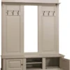 Casa Padrino Landhausstil Garderobe Oliv 180 x 41 x H. 210 cm - Massivholz Garderobenschrank mit Spiegel - Landhausstil Garderobenmöbel