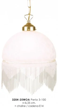 Casa Padrino Landhausstil Hängeleuchte mit Glasfransen, Gold und Weiß, Durchmesser 25 cm