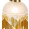 Casa Padrino Landhausstil Hängeleuchte mit Glasfransen, Creme und Gold, Durchmesser 20 cm, 1x E14