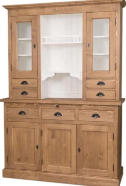 Casa Padrino Landhausstil Küchenschrank Braun / Weiß 137 x 50 x H. 197 cm - 2 Teiliger Küchenschrank mit 5 Türen und 7 Schubladen