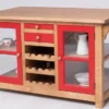 Casa Padrino Landhausstil Kücheninsel Naturfarben / Rot 150 x 90 x H. 90 cm - Massivholz Küchenschrank - Landhausstil Massivholz Küchen Möbel - Massivholz Esszimmer Möbel im Landhausstil