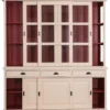 Casa Padrino Landhausstil Küchenschrank Antik Cremefarben / Rot 206 x 53 x H. 219 cm - 2 Teiliger Küchenschrank mit 6 Schiebetüren und 3 Schubladen