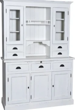 Casa Padrino Landhausstil Küchenschrank Antik Weiß 137 x 50 x H. 197 cm - 2 Teiliger Küchenschrank mit 5 Türen und 7 Schubladen