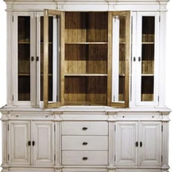Casa Padrino Landhausstil Küchenschrank Antik Weiß / Braun 225 x 53 x H. 230 cm - 2 Teiliger Küchenschrank mit 10 Türen und 3 Schubladen