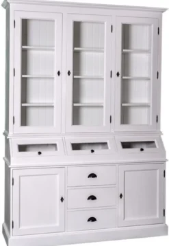 Casa Padrino Landhausstil Küchenschrank / Buffetschrank Weiß 163 x 50 x H. 226 cm - Landhausstil Möbel