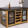 Casa Padrino Landhausstil Kücheninsel Schwarz / Naturfarben 150 x 90 x H. 90 cm - Massivholz Küchenschrank - Landhausstil Massivholz Küchen Möbel - Massivholz Esszimmer Möbel im Landhausstil