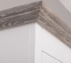 Casa Padrino Landhausstil Küchenschrank Weiß / Grau 138 x 50 x H. 197 cm - 2 Teiliger Küchenschrank mit 5 Türen und 7 Schubladen - Landhausstil Küchenmöbel