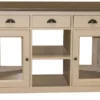 Casa Padrino Landhausstil Kücheninsel Beige / Dunkelbraun 135 x 65 x H. 90 cm - Massivholz Esszimmerschrank - Landhausstil Massivholz Küchen Möbel - Esszimmer Möbel im Landhausstil
