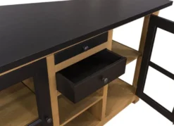 Casa Padrino Landhausstil Küchenschrank mit Arbeitsplatte Naturfarben / Schwarz 150 x 90 x H. 90 cm