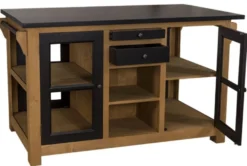 Casa Padrino Landhausstil Küchenschrank mit Arbeitsplatte Naturfarben / Schwarz 150 x 90 x H. 90 cm
