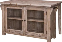 Casa Padrino Landhausstil Kücheninsel Naturfarben 135 x 85 x H. 80 cm - Landhausstil Küchenschrank mit 2 Glastüren