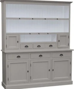 Casa Padrino Landhausstil Küchenschrank Grau / Weiß 178 x 50 x H. 210 cm - 2 Teiliger Küchenschrank mit 5 Türen und 6 Schubladen