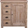 Casa Padrino Landhausstil Küchenschrank Naturfarben 92 x 65 x H. 90 cm - Küchen Unterschrank mit Tür und 4 Schubladen